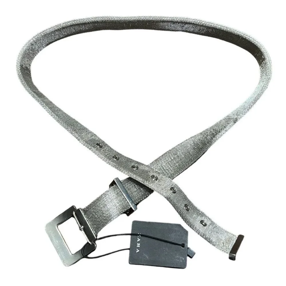Zara Silver Rhinestone Studded Mesh Bling Belt NWT Fairy Bling